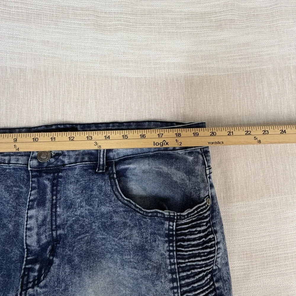 Rocawear Mens Biker Jeans 40x34 Fit 40x32 Acid Wash Moto Ribbed Denim Distressed